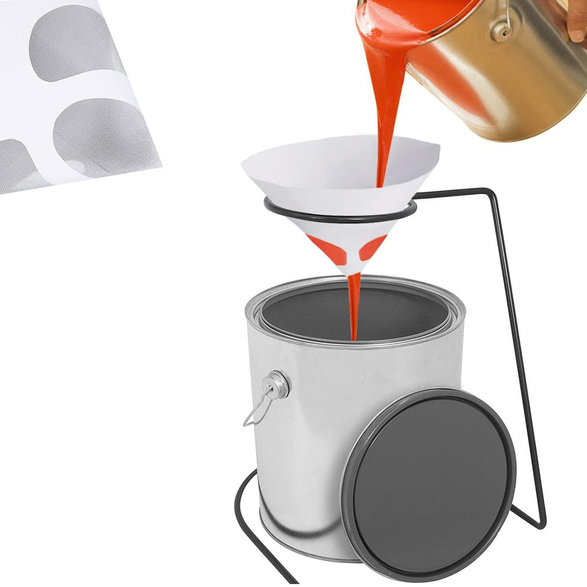 Disposable paint filtration funnel, paint mixing paper funnel, 125mic filter screen, water-based and oil-based paint filtration details Picture