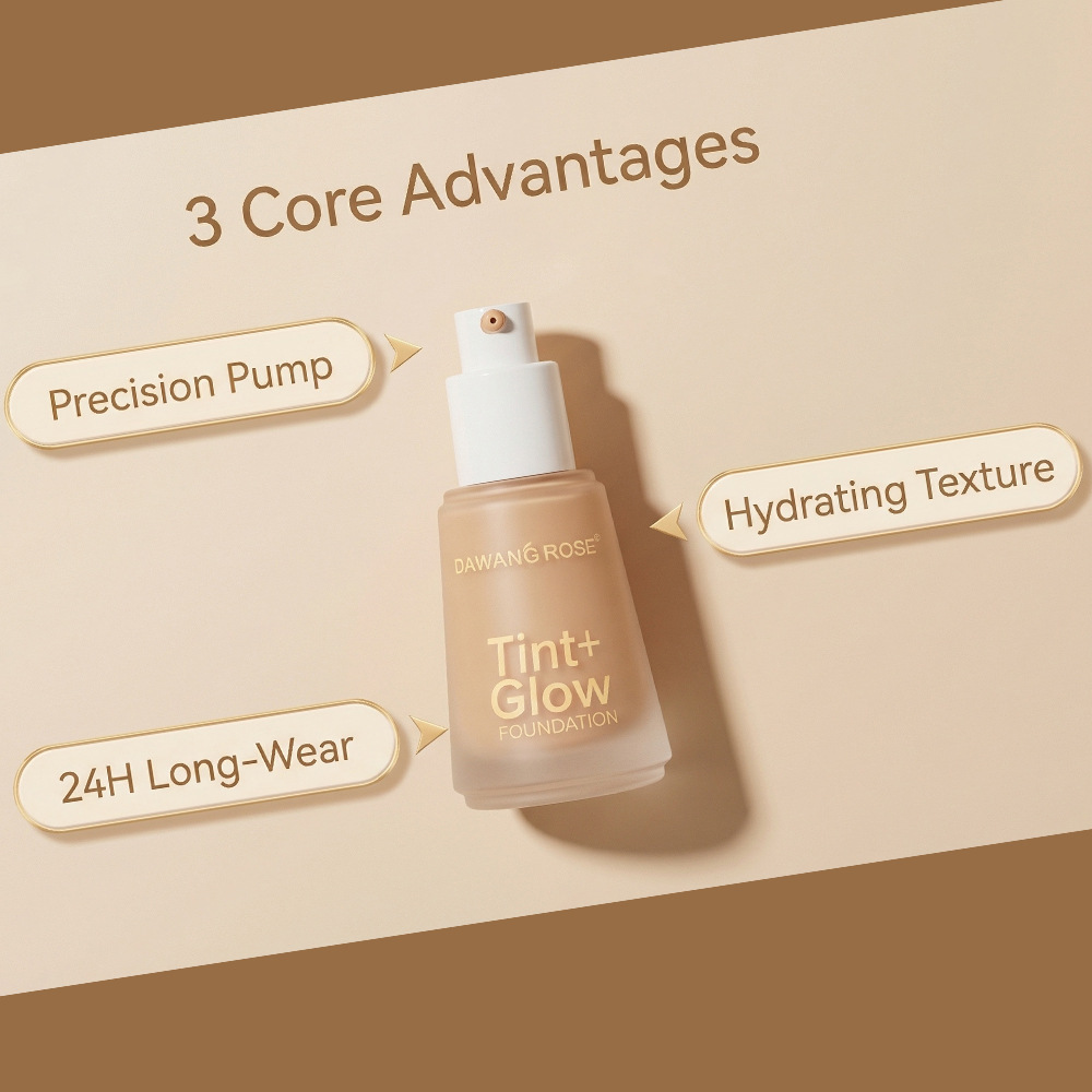DAWANG ROSE Cross-border Foundation is long-lasting, does not smudge, provides concealer, controls oil, is water-resistant, sweat-proof, and does not smudge Specification image
