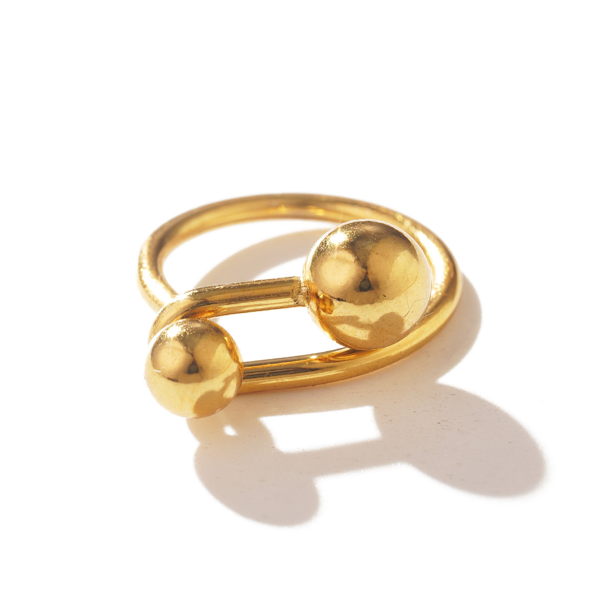 Wholesale of fashionable and versatile titanium steel, stainless steel leaf oval lines, niche and light luxury, adjustable opening rings Item Picture