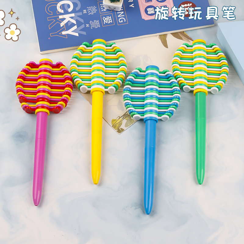 Children's intellectual and creative stationery, plastic stress-relieving pen, rotating petal ballpoint pen, student toys, rotating peculiar pen full figure