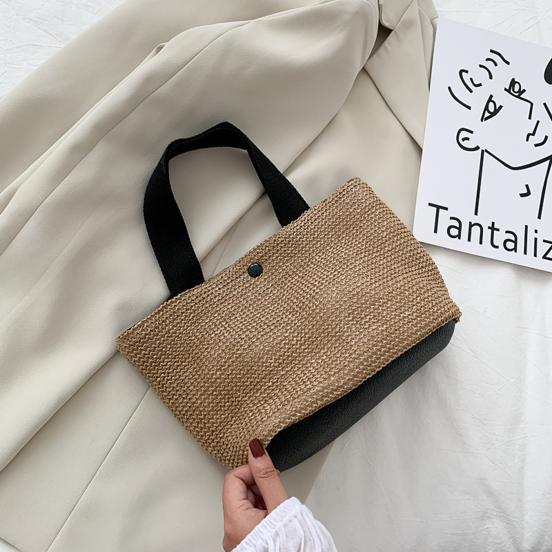 Cross-Border Straw Weaving Bag, Country-Style Fresh And Light Woven Bag, Single-Shoulder Straw Bag, Straw Weaving Fashionable Commuter Women's Bag, Simple And Versatile Handbag, Hand-Held Bag, Handcrafted Straw Weaving Bag details Picture