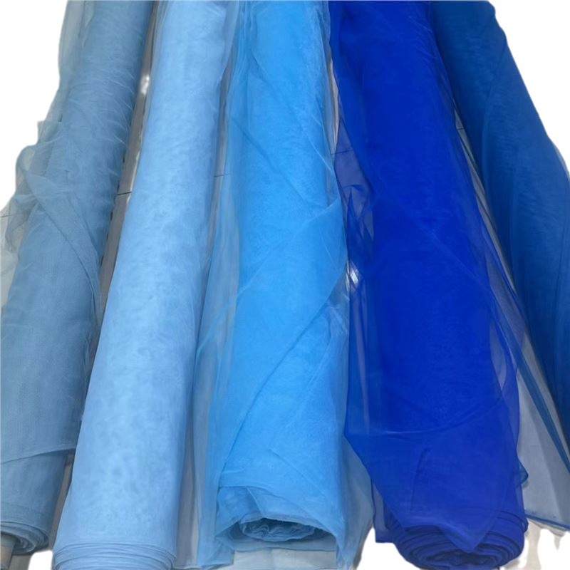 纯色软网纱蓝色主题幼儿园田园风场景婚礼ins风纱网布料白底实物图