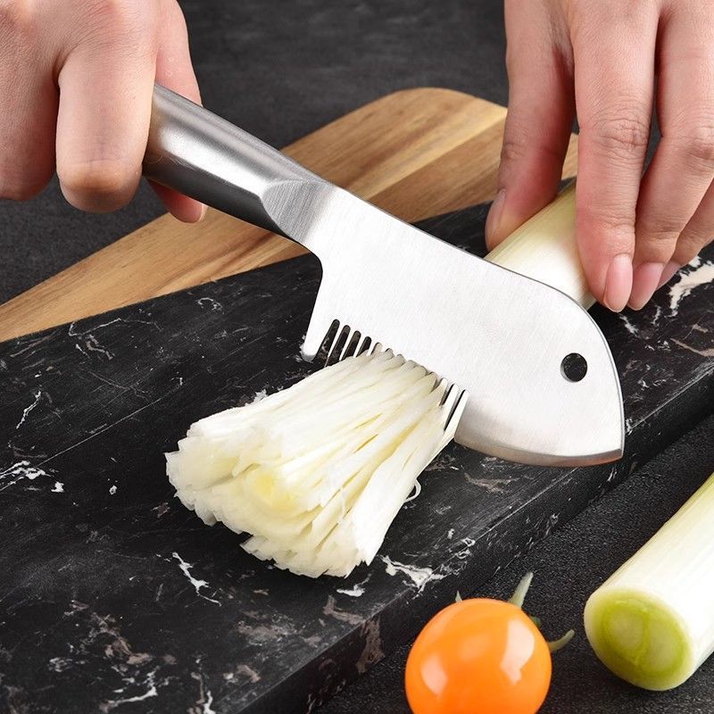 New two-in-one all-purpose scallion shreds, scallion flower and shreds cutter, multi-functional shreds scraper, kitchen stainless steel small tool Specification image
