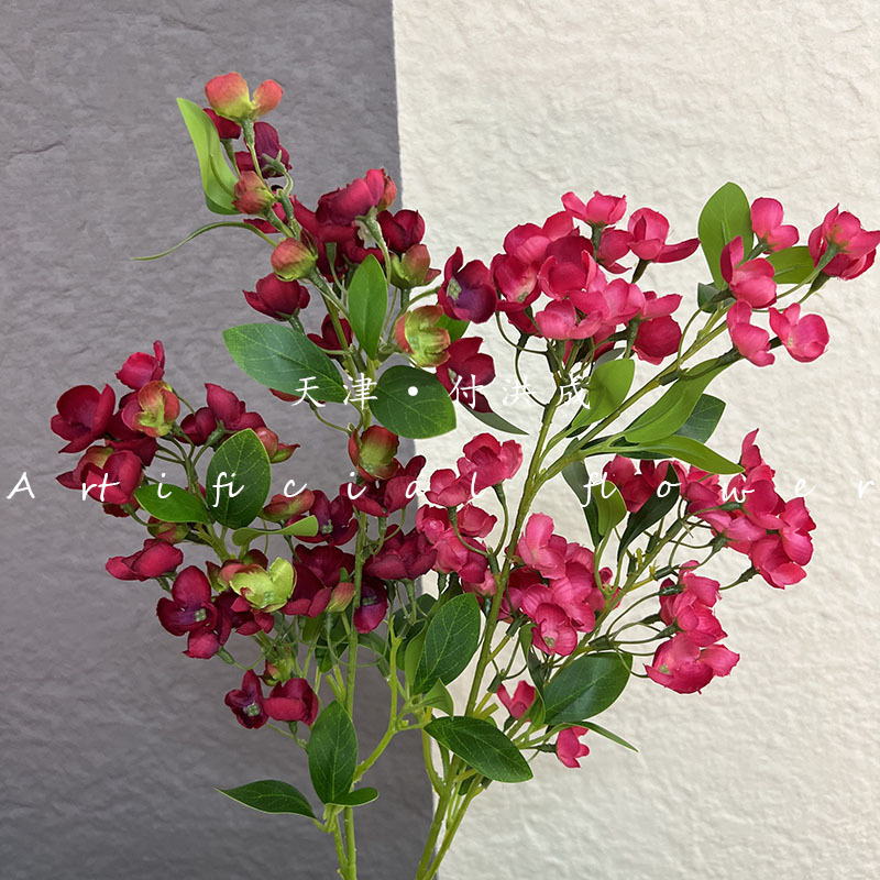 The new Beauty Finger wedding hall ceiling stage on both sides of the main background floral soft decoration with artificial flowers Specification image