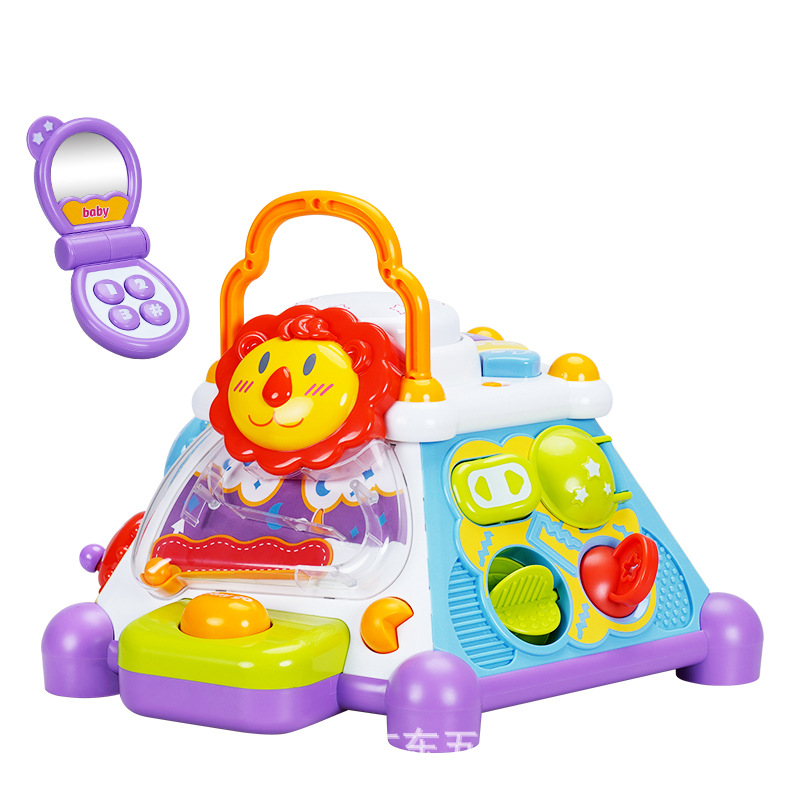 五星多功能益智六面体手拍鼓宝宝益智早教幼儿多面体学习桌玩具白底实物图