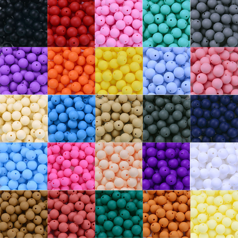 Factory stock custom-made silicone 12mm round beads, loose beads, string beads jewelry accessories, candy-colored silicone beads baby jewelry details Picture