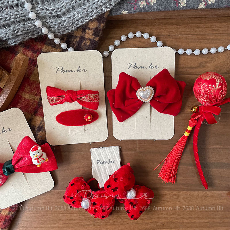 发夹/鲨鱼夹/儿童发夹/鸭嘴夹/新年红色发夹细节图