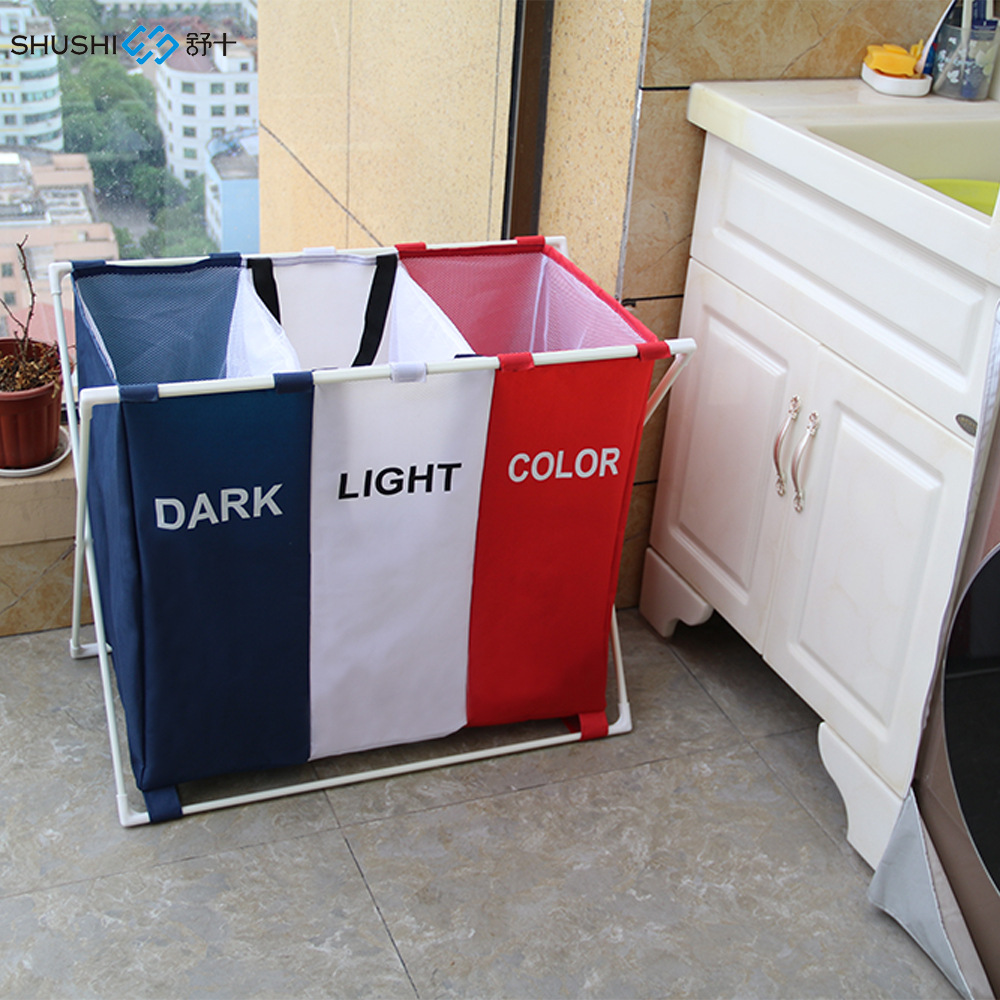 三色分类竹编洗衣篮收纳筐水果框收纳盒竹编收纳筐