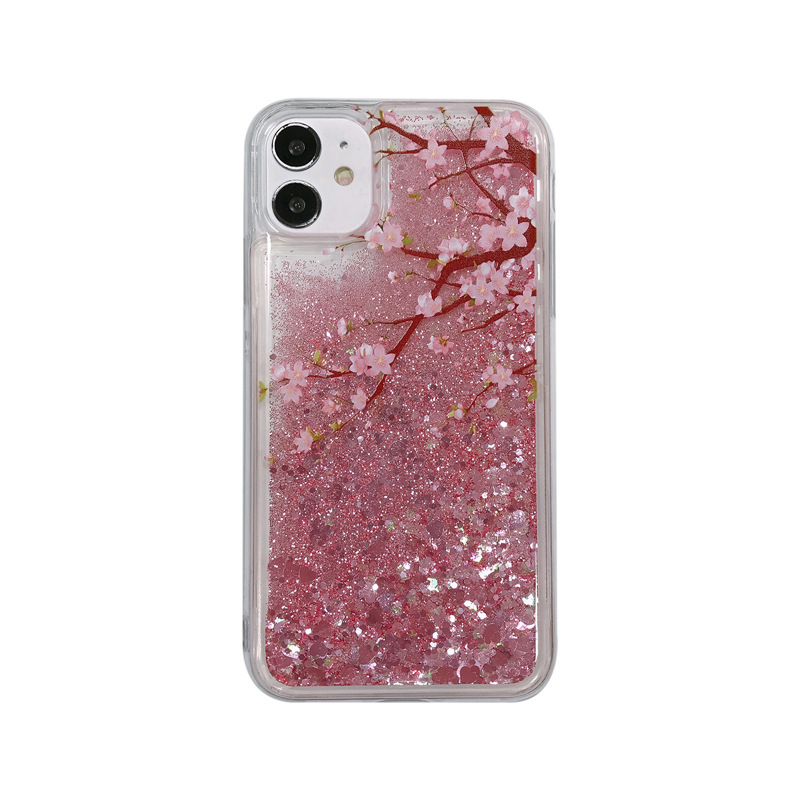 Solid color heart-shaped sand phone case for iPhone16, liquid 15/14 slider soft case for iPhone 17pro max Item Picture