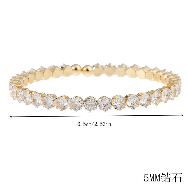Manufacturer's supply of cross-border fashion and foreign trade accessories, single-row full zircon open bracelet, simple and exquisite, popular jewelry, versatile and elegant accessory for women's daily life Specification drawing