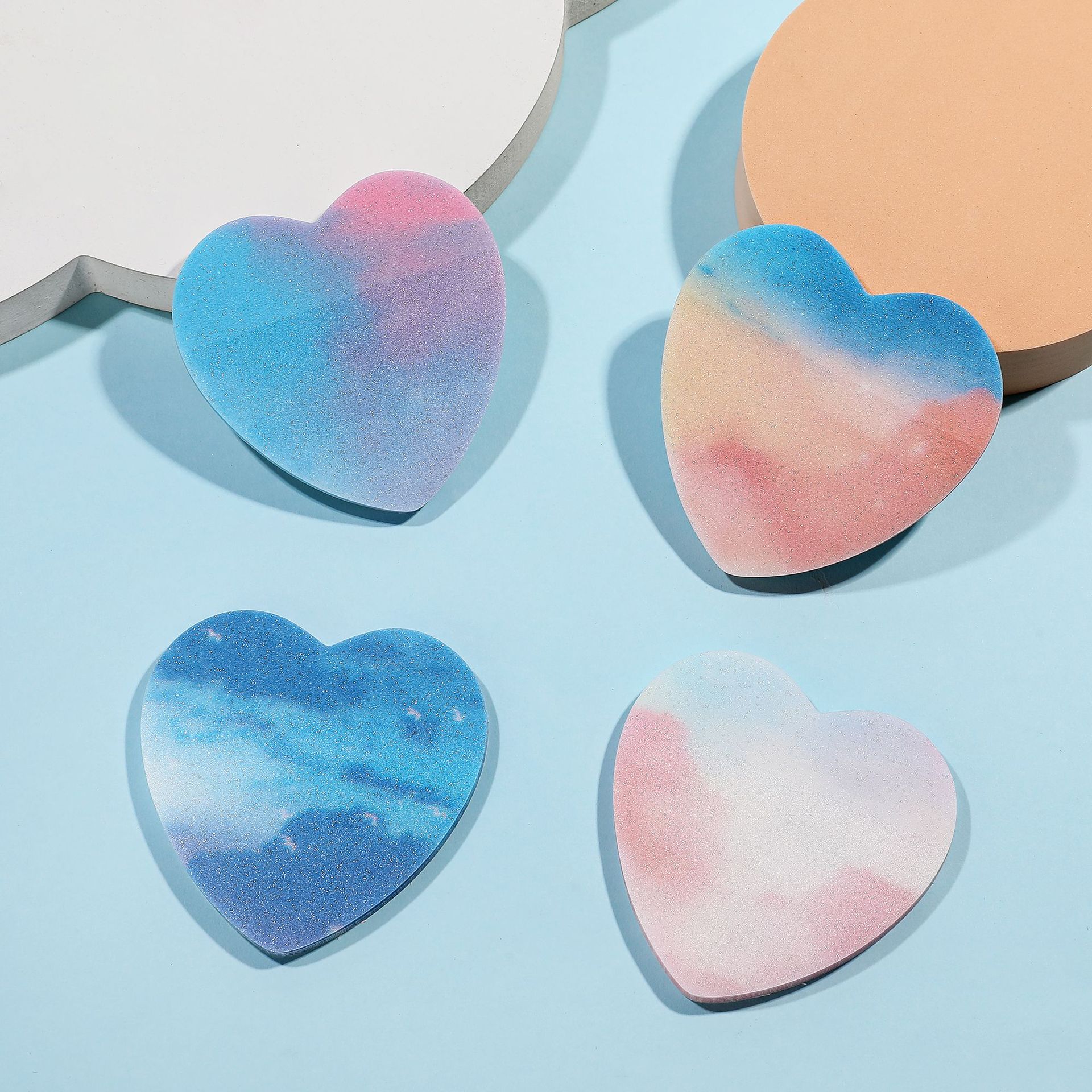 Pioneer 8718 Sticky Notes, heart-shaped, frosted, iriered and cute cartoon, 50 pages, n times, strong stickiness, suitable for students Item Picture