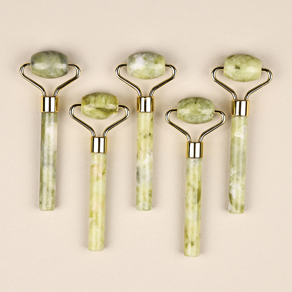 厂家直供天然岫玉美容器单头玉石按摩滚轮脸部面部眼部玉推岫岩玉