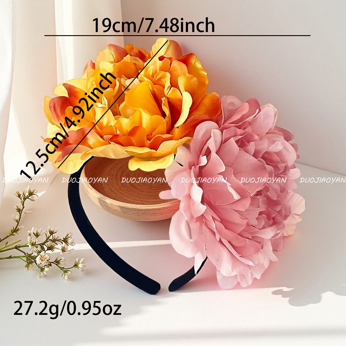 Cross-border European and American simulated camellia flower headband for brides, 12cm exaggerated large flower headwear, carnival ball headwear for women Item Picture