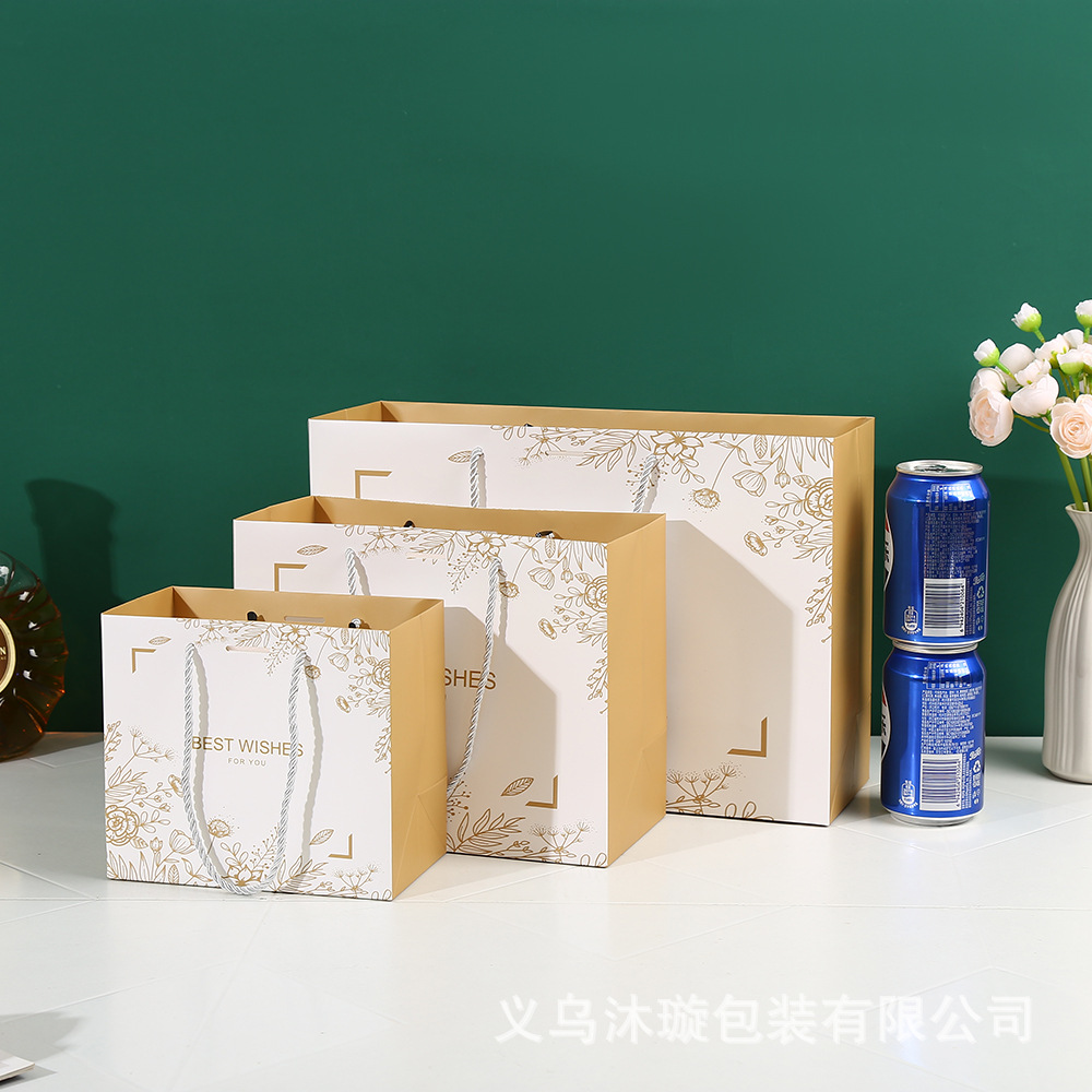 Gift packaging bags, gift bags, bow, clothing store packaging bags, marble-patterned hand-held gift bags, logo printing Application Scenario