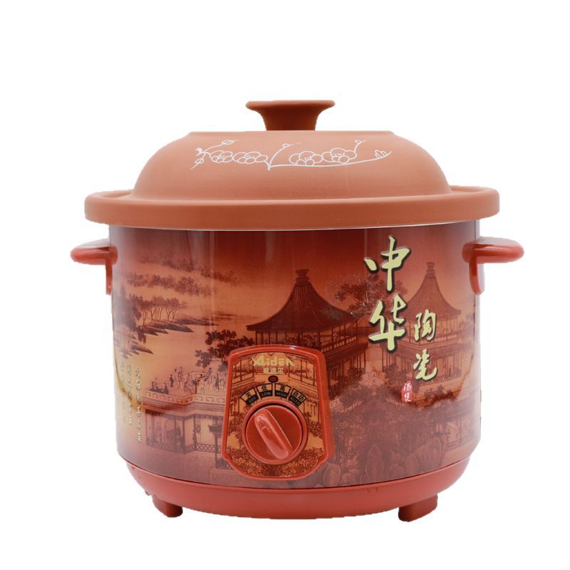 方圆紫砂电炖锅陶瓷电炖盅3.5L多功能养生煲炖汤锅批发白底实物图
