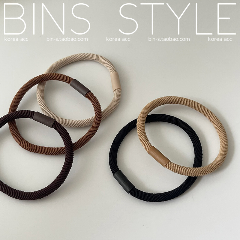 韩式棕色系高弹力发绳基础好用皮筋大地色斜纹扎发耐用头绳发饰