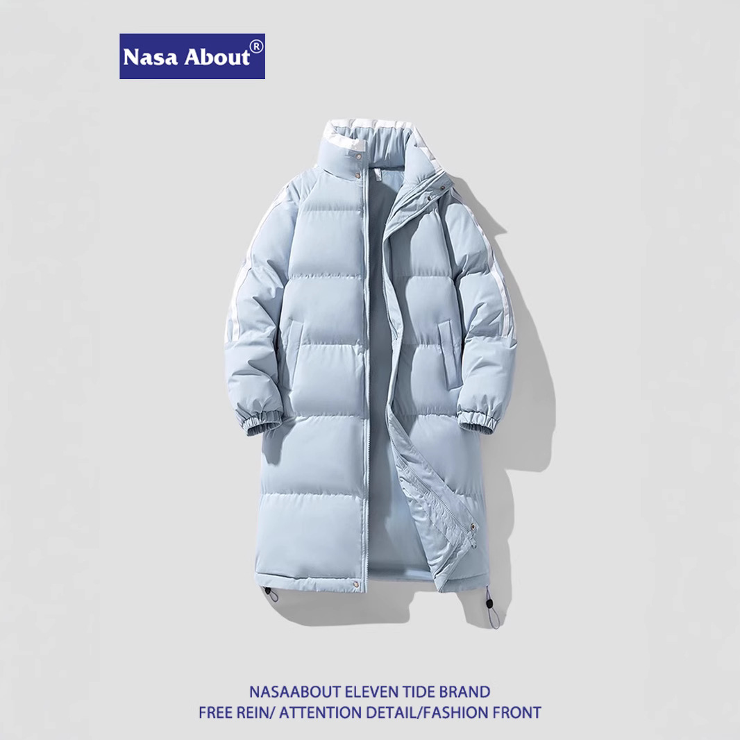 NASA mid-length down cotton-padded jacket for men and women, new thickened cold-resistant cotton-padded jacket, casual and warm stand-up collar thick cotton-padded jacket Specification image