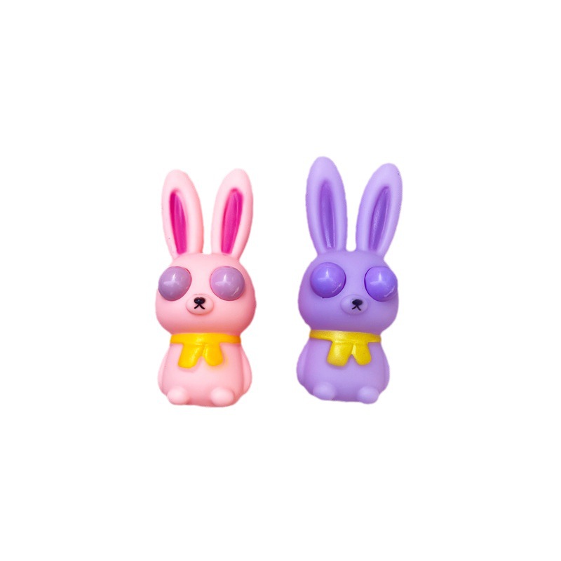 Wholesale of long-eared and eye-popping rabbit figurines, fun cartoon animals, stress-relieving and venting office gifts, decorative items and dolls Item Picture