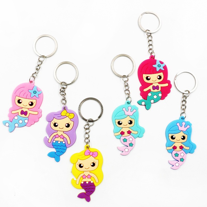 Amazon Cross-border new anime cartoon mermaid keychain PVC soft rubber keychain car luggage pendant Specification image