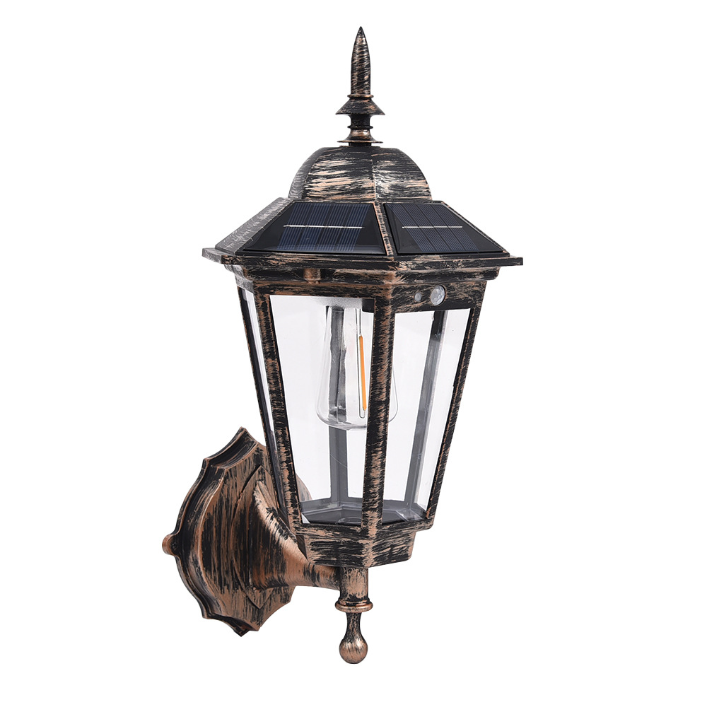 New solar-powered charging wall lamps, outdoor waterproof tungsten filament lamps, retro garden lamps, sensor lamps, garden villa lamps details Picture
