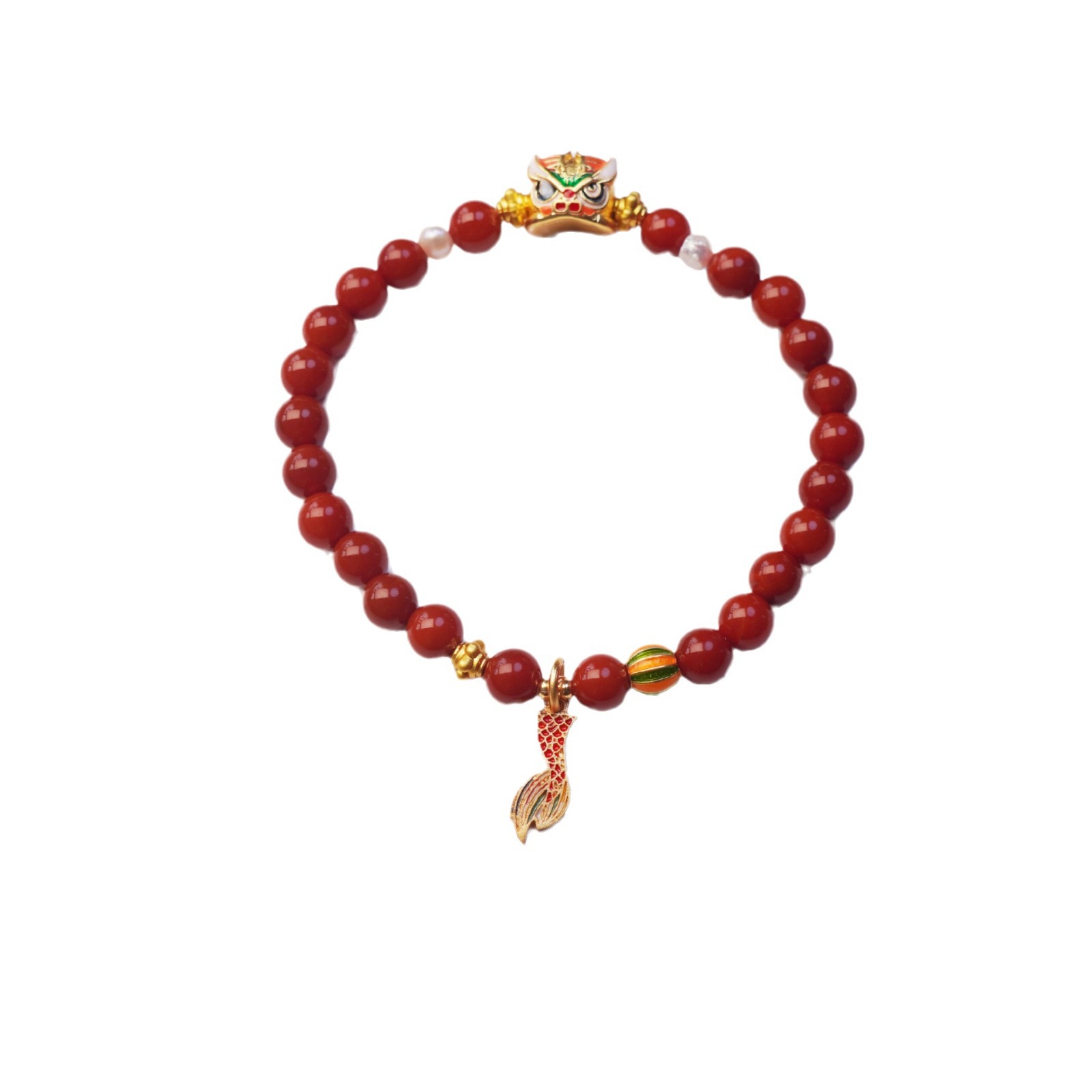 Nine Purple Li Fire Red Agate dragon Head and Tail agate beaded bracelet for women to attract wealth, traditional Chinese style gift and accessory Item Picture