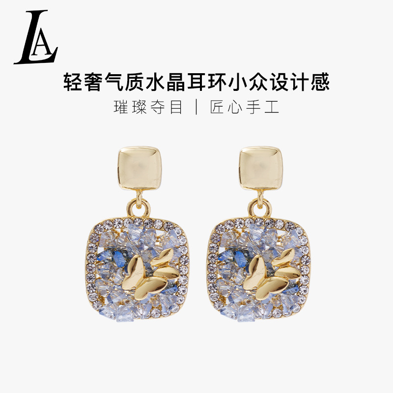 大圈新款水晶特色方形耳夹气质高级感轻奢精致耳环简约时尚夸张