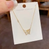 Summer new style, fashionable, sweet and versatile diamond-encrusted shell butterfly necklace, light luxury and niche design sense collarbone chain Specification image