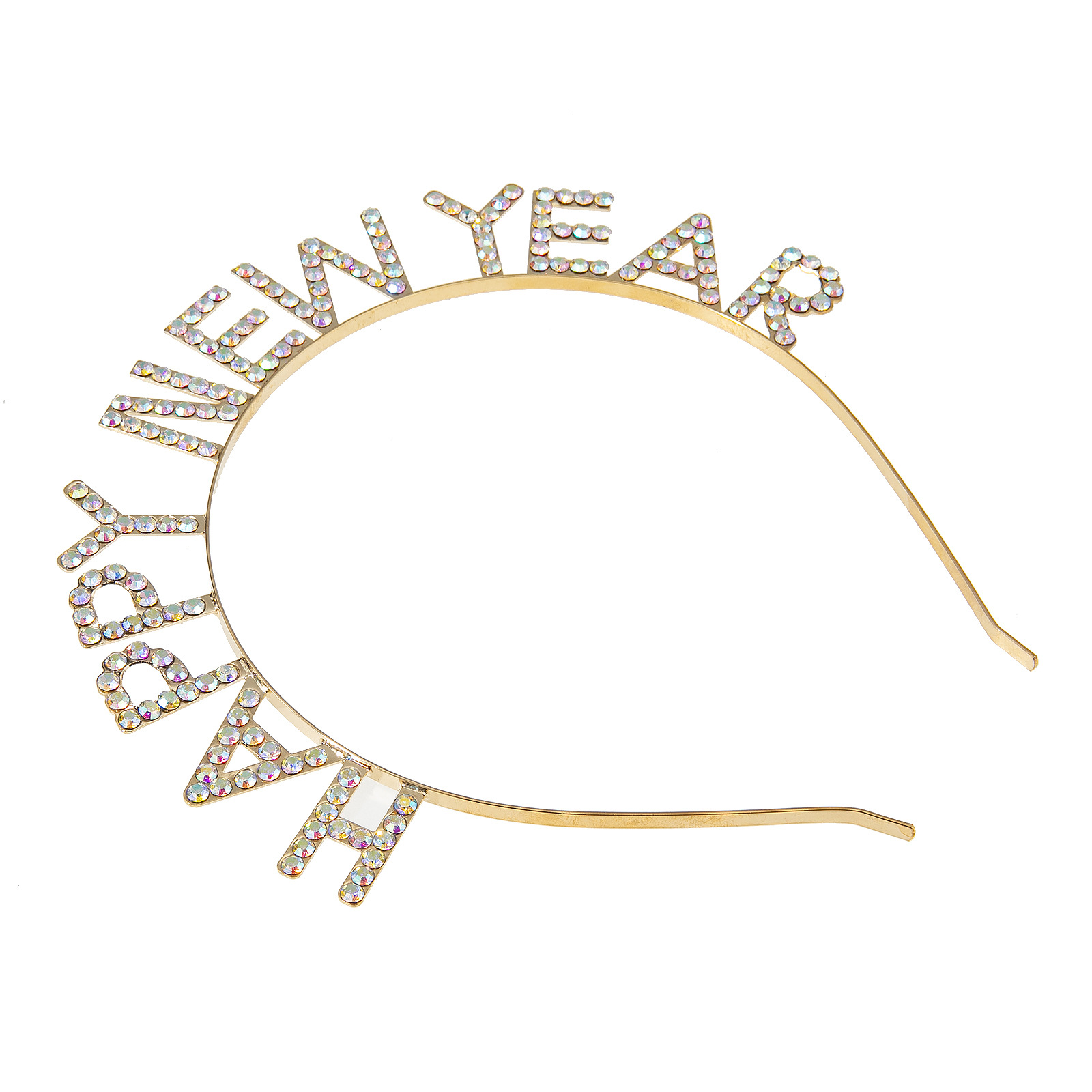 European and American cross-border hair accessory letter headband, HAPPY NEW YEAR, letter AB water diamond headband, party headwear Specification image