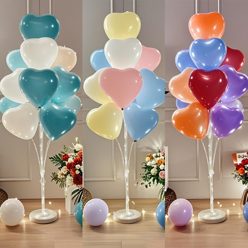Colorful macaron heart-shaped balloons, birthday atmosphere decoration props, little girl children's party scene arrangement Application Scenario