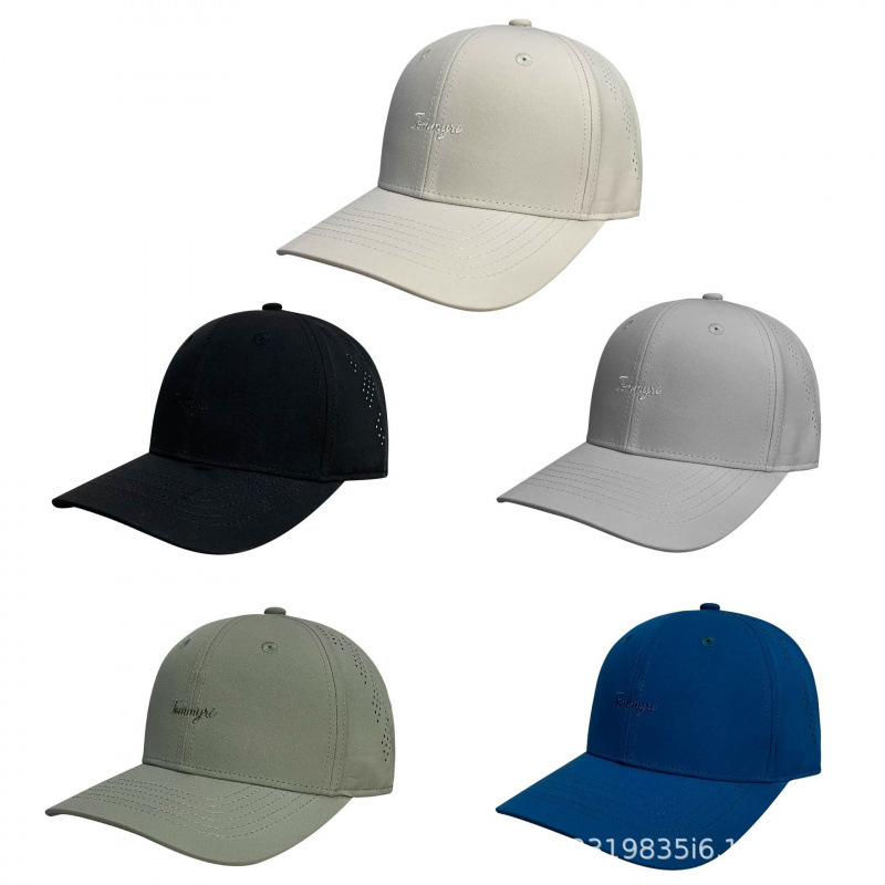 Outdoor sports caps for spring and summer, perforated, fashionable, breathable, sun-protective, letter-embroidered solid color, quick-drying baseball caps details Picture