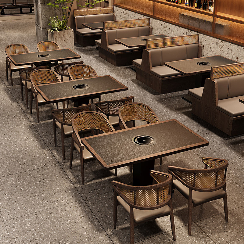 Star Factory wholesals mountain and wild-style hot pot restaurants, restaurant tables, chairs, booths, sofas, hotels, Hunan cuisine restaurants, barbecue and grilled meat restaurants, booths and tables for commercial use