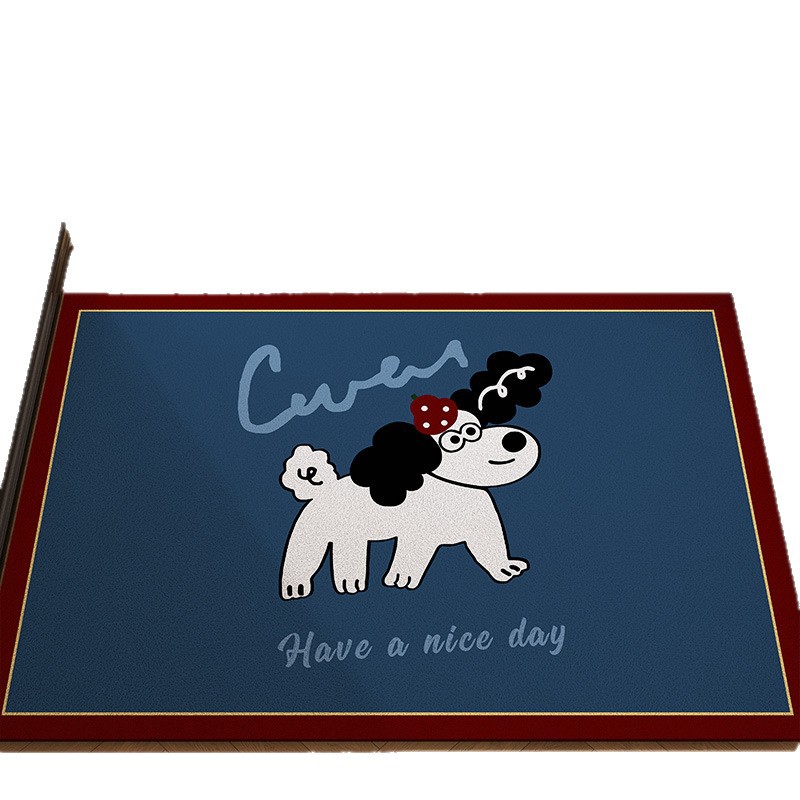 Retro puppy entrance door floor mat, outdoor main door silk ring floor mat, household mud and dust removal foot mat, can be cut Item Picture