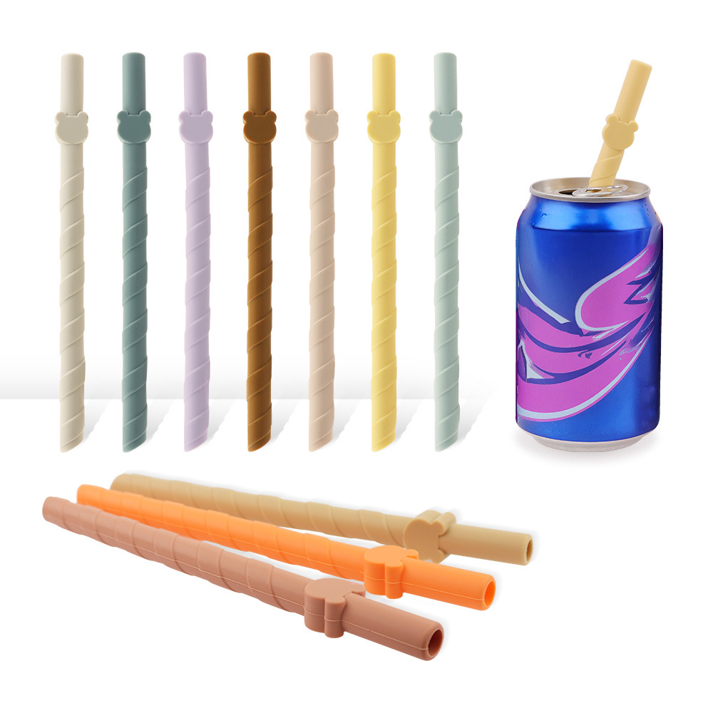 Silicone straws specially designed for milk tea shops are heat-resistant, flexible and reusable full figure