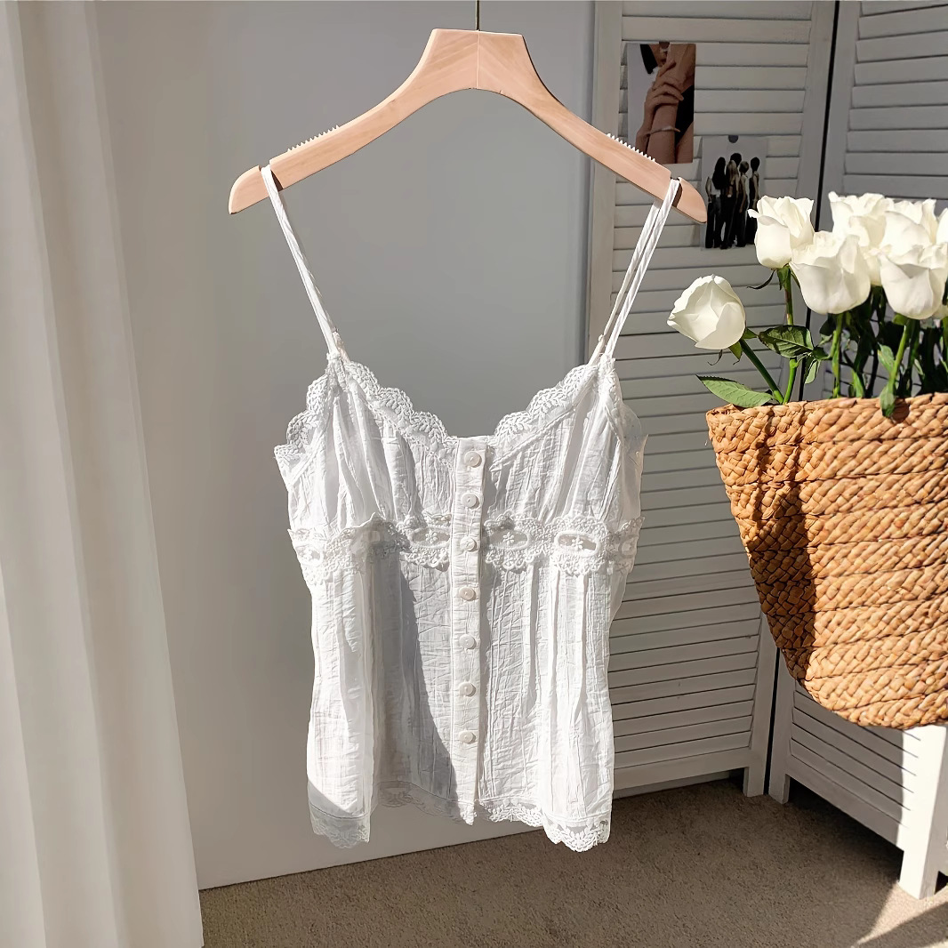 Summer breathable lace halter top details Picture
