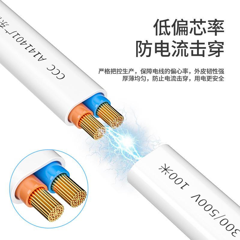 Shibei national standard RVV flat sheathed wire 1/1.5/4 square BVVB2 core 2.5 oxygen-free copper flexible power cord wire Application Scenario