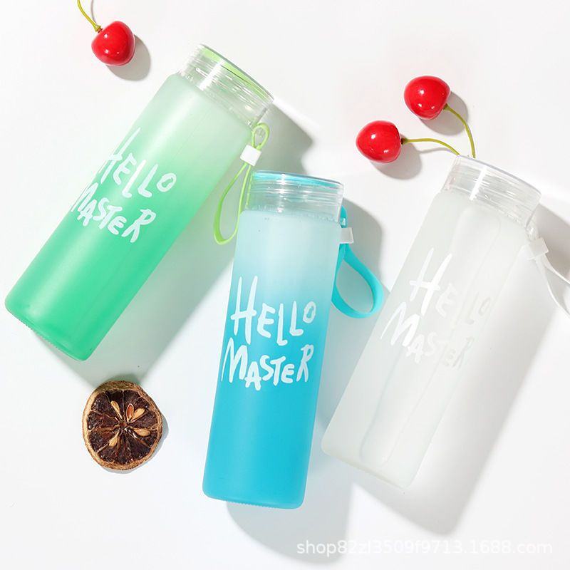 Macaron gradient seven-color glass cups, frosted couple glass water cups, heat-resistant glass advertising gifts, casual cups details Picture