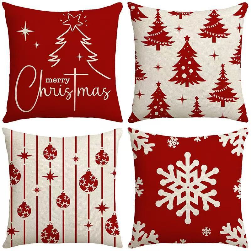Cross-border Amazon best-selling Christmas-patterned decorative sofa cushions, red pillowcases and living room cushions