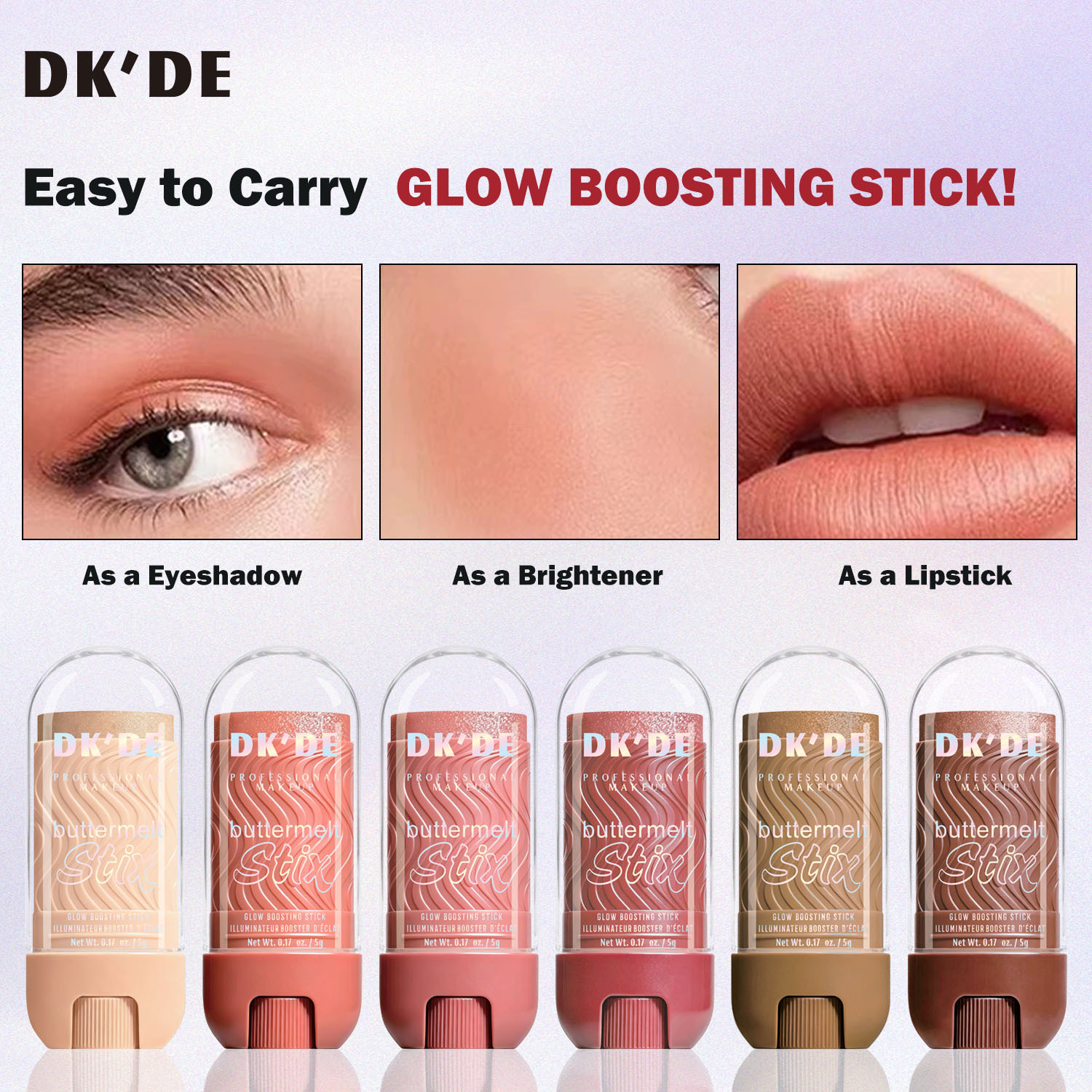 Cross-border blaster TEMU blaster DKDE+6 color makeover highlighting stick natural delicado sedoso mate fácil de comenzar al por mayor Specification image