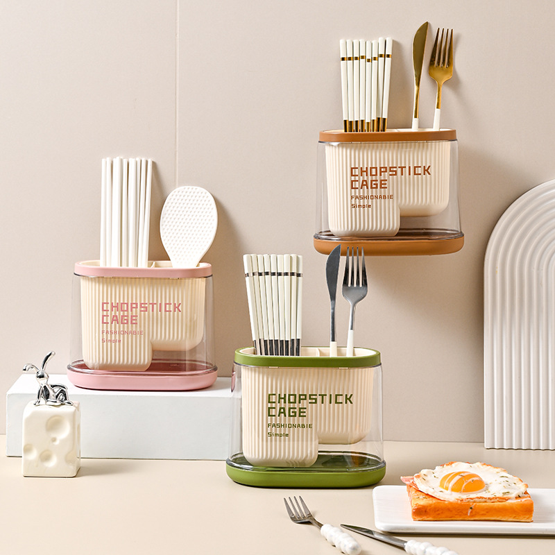 High-quality transparent household multi-functional wall-mounted desktop, knife, fork, spoon, tableware storage box, shelf, kitchen chopstick rack