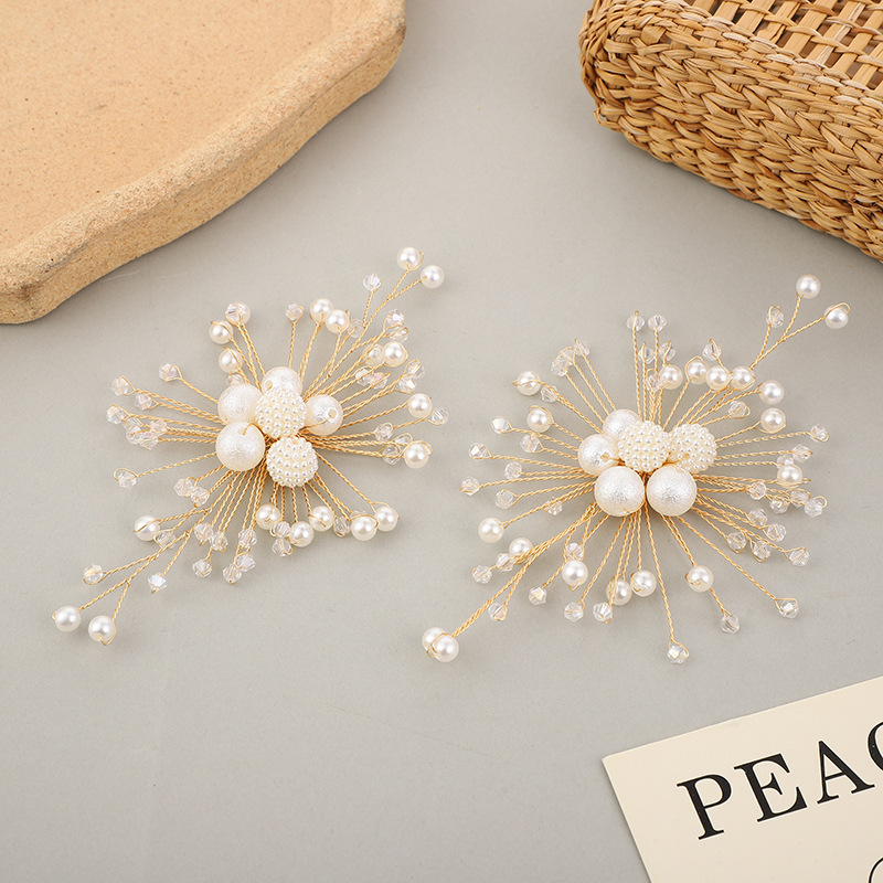 Wedding bride's wrist flower Korean-style pearl hair comb accessory DIY accessory, heavy woven pearl flower bridesmaid accessory details Picture