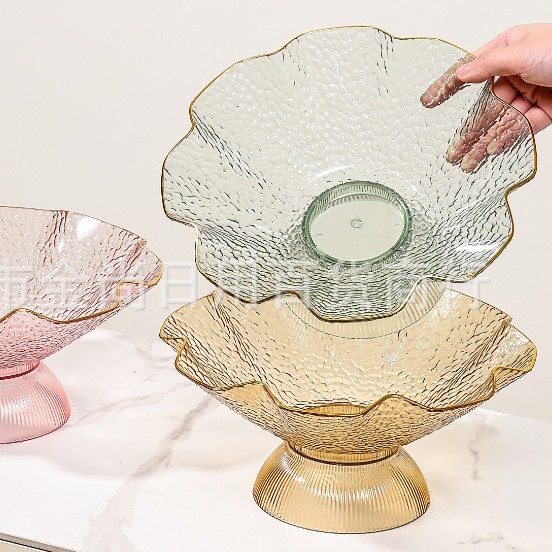 New Japanese-style creative transparent fruit plate, plastic living room fruit plate with feet, salad bowl, snack plate Specification image