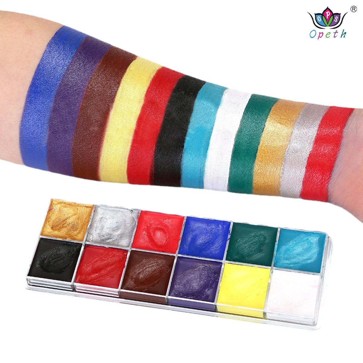 Cross-border 20-color and 12-color oil-based face color plates, body painting stage makeup, face painting, Halloween fluorescent face color box Specification image
