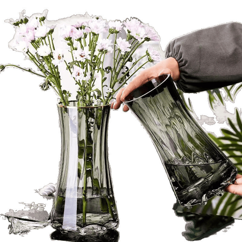 简约轻奢加厚ins风透明玻璃花瓶水养富贵竹鲜花插花客厅摆件批发白底实物图