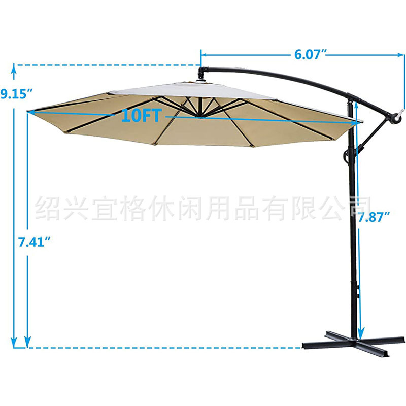 跨境户外遮阳伞沙滩太阳伞侧立伞花园休闲庭院伞伞香蕉伞3米大伞细节图