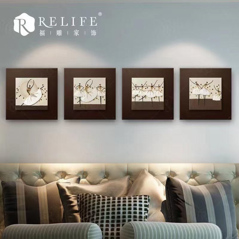 Cross border 3d relieves pinturas decorativas retro quadruple pinturas colgantes de sala de estar sofás fondo de pared 3d handcraft relieves murales pinturas decorativas modernas