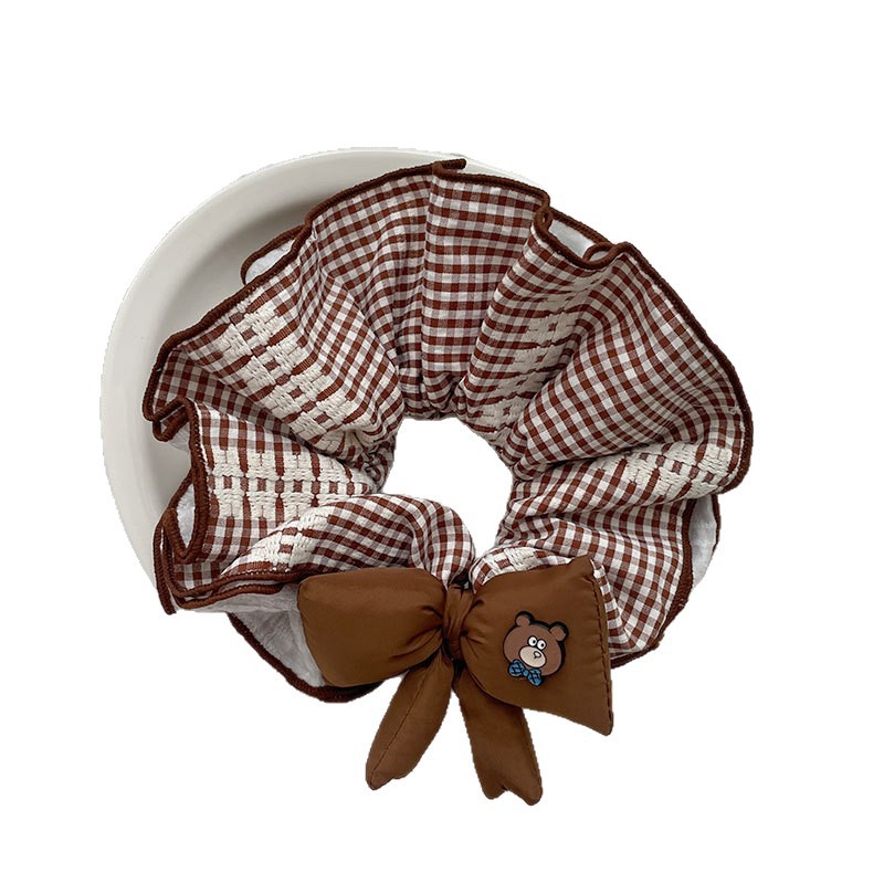 Nuevo estilo coreano sweet atmospherical plaged hair loop chica encaje encaje doble croqueta elástico adorno de pelo cuerda mujer Item Picture