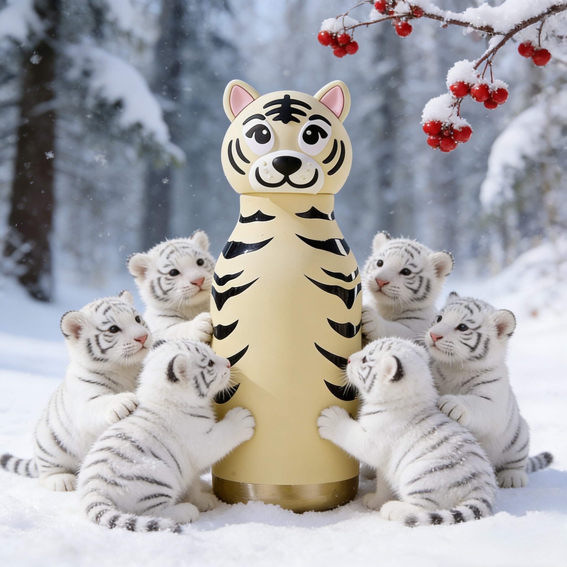 2026新款萌趣卡通老虎保温杯不锈钢真空儿童吸管水杯厂家批发