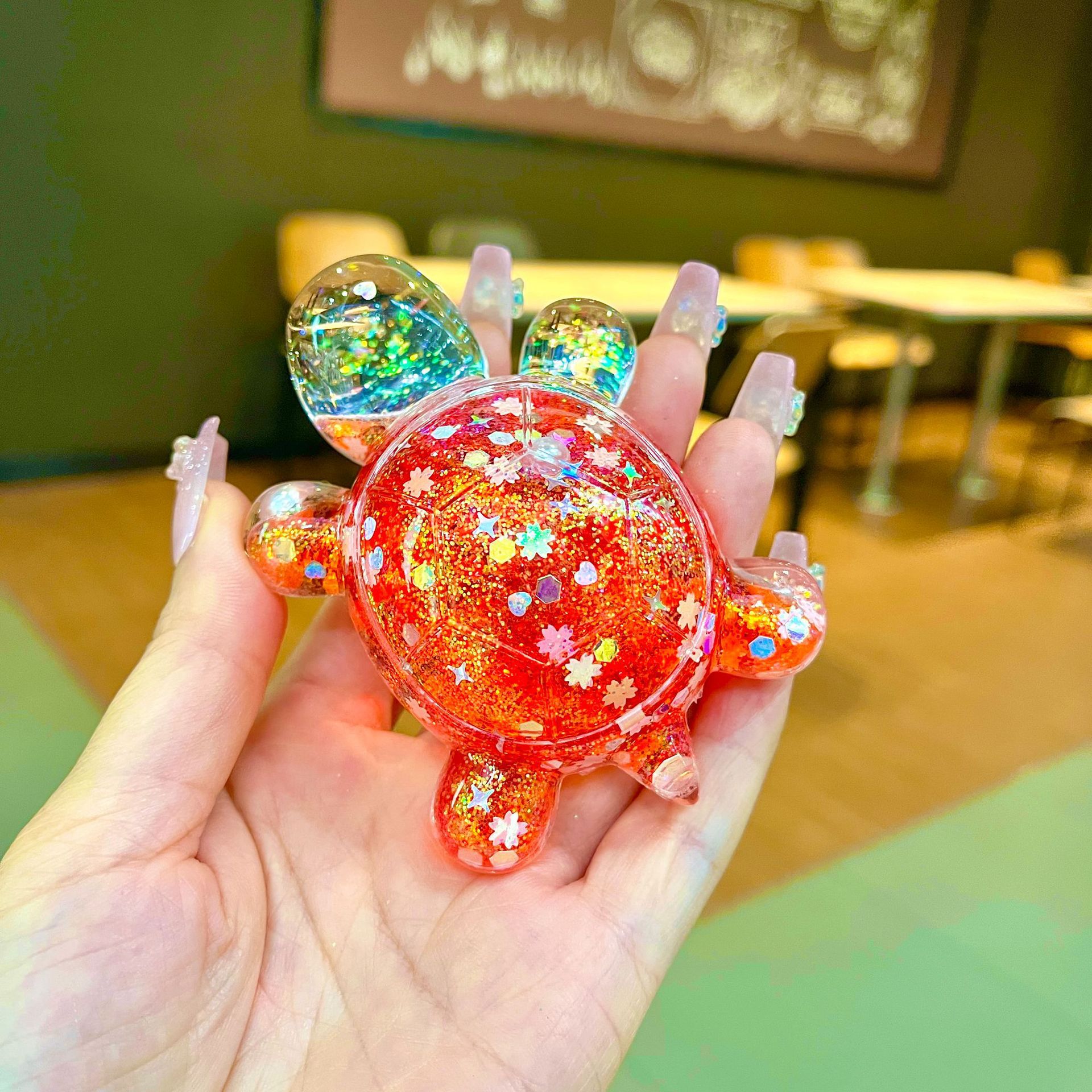 网红爆款夜光流沙大号炫彩爆闪乌龟摆件diy盲盒盲袋创意饰品摆台细节图