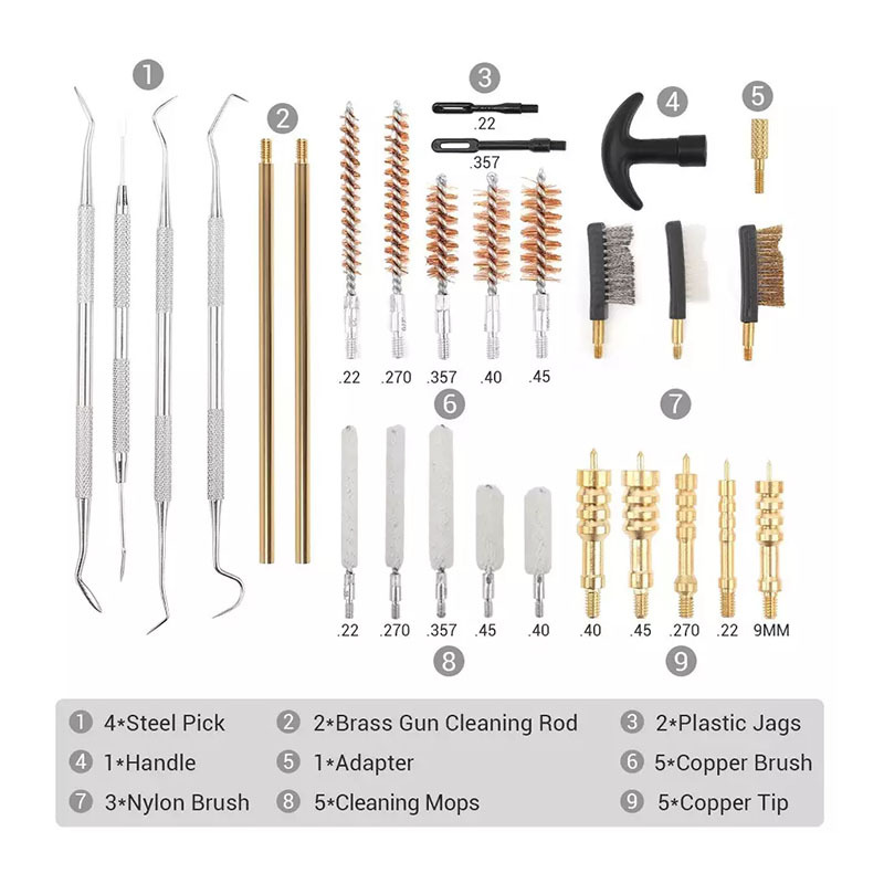 Jujian Cross-border 29-piece set gun brush pipe cleaning tool manufacturer supplies wholesale of outdoor tactical equipment gun barrel brushes details Picture
