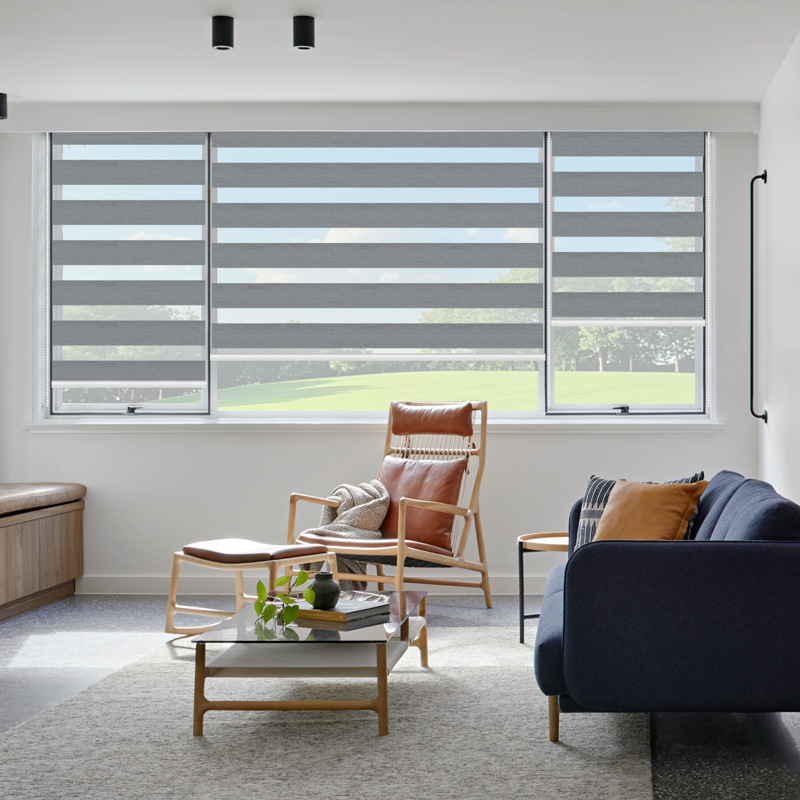 Foreign trade imitation linen soft gauze blinds, Venetian blinds, office full and half blackout zebra blinds, sliding and lifting blinds details Picture